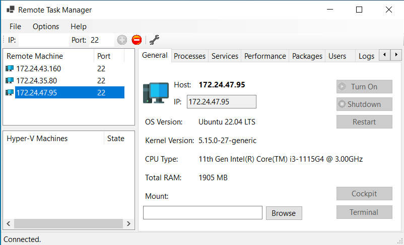 Screenshot of Linux Process Manager application